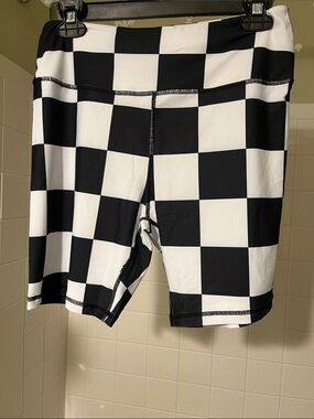 High-Waist Black & White Checkered Women’s Shorts